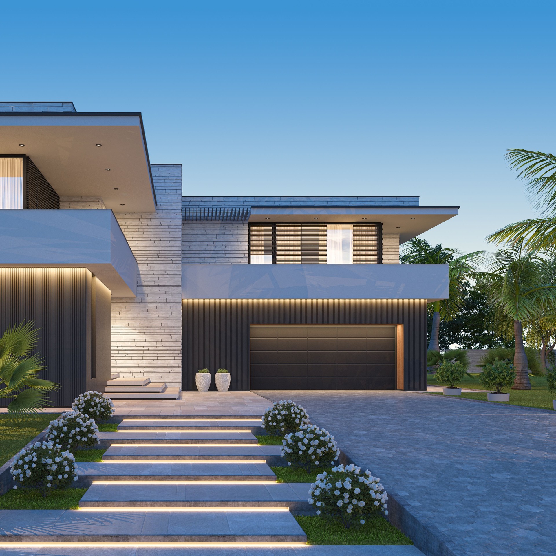 Modern Luxurious Villa with garden. Modern Luxurious Villa with garden.